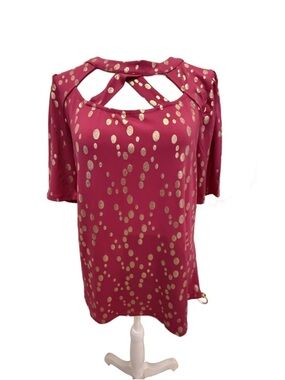 Louise Paris Pink and Gold Polka Dot Blouse Excellent condition, size Medium